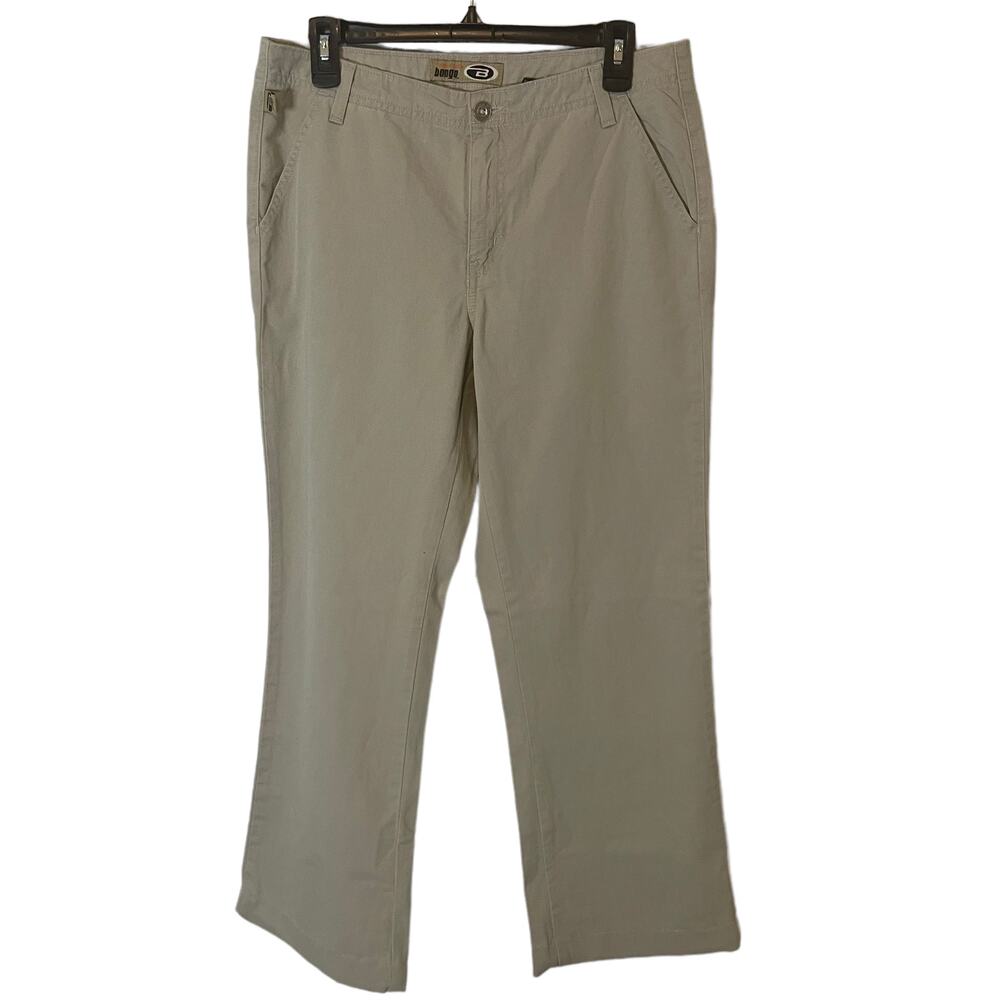 Bongo Low Waist Slit Boot Cut Pants‎ Stone Khaki Cotton Size 11 Y2k